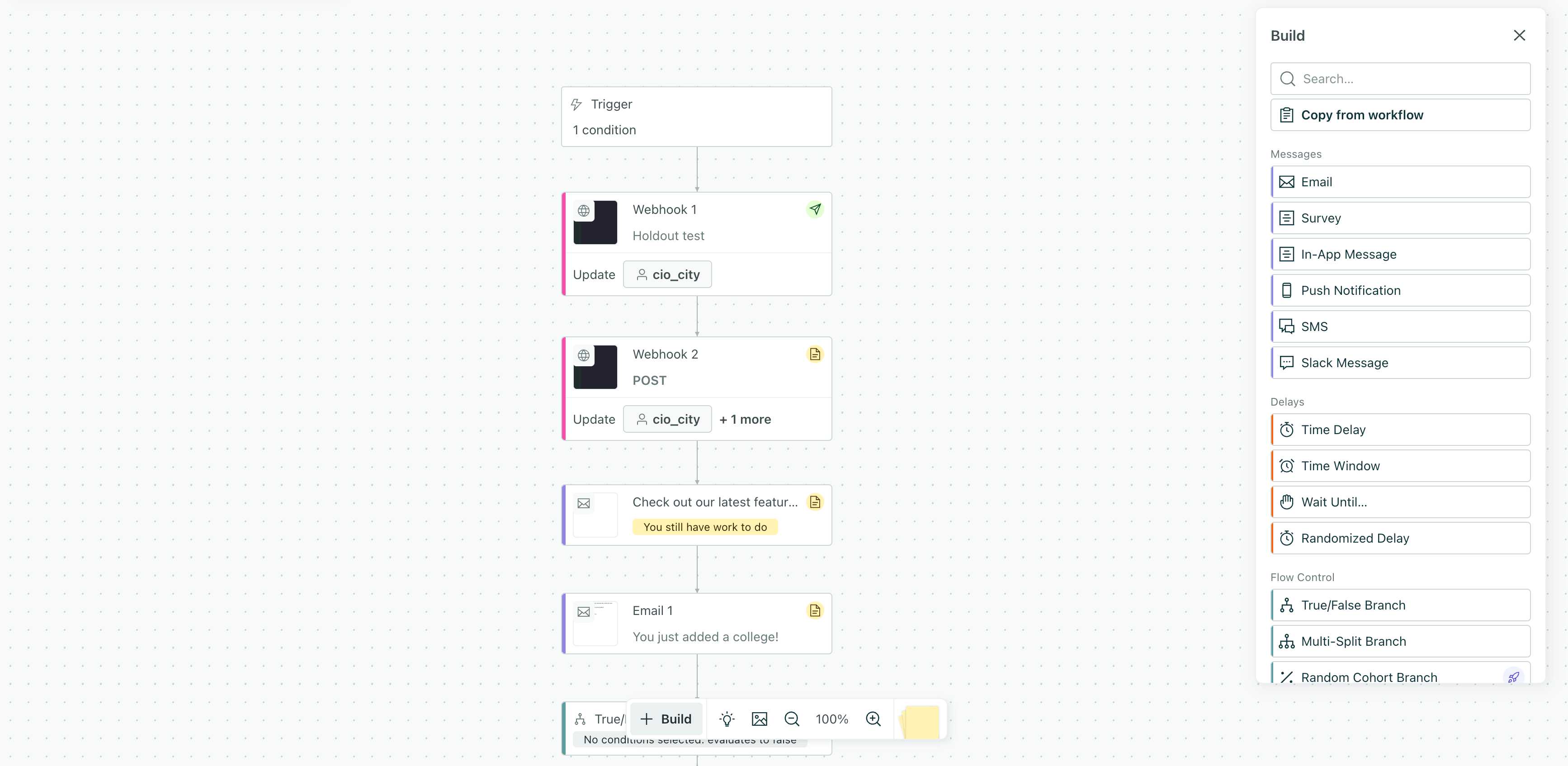 Journey attributes surfaced on the workflow canvas